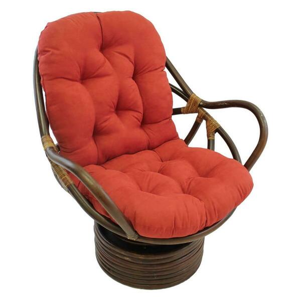 International Caravan Rattan Swivel Rocker with Micro Suede Cushion, Cardinal Red 3310-MS-CR